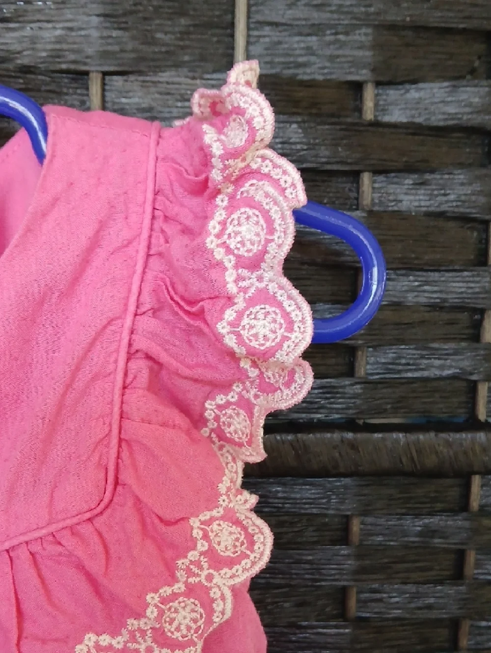 Max Studio Pink Button-Front Ruffle Dress with Lace Trim Girls SZ 3T